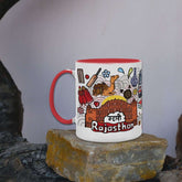 Rajasthan  - Doodle Art Ceramic Mug With Color Handle - Discovering India